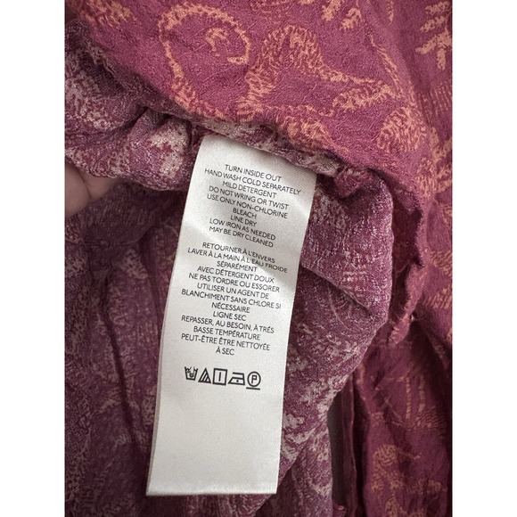 Free People Bohemian Long Sleeve S Mia Tunic Aztec Print Blouse Pink Viscose - Picture 5 of 6